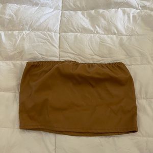 {Pretty Little Thing Brown Pleather Tube Top}